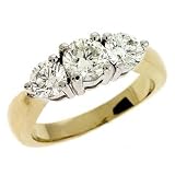 14k Two-Tone 3 Stone 1 Ct Diamond Ring - Size 7.0