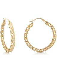 14k Yellow Gold 4.0cm Large Unique Stylish Ladies Hoop Earring