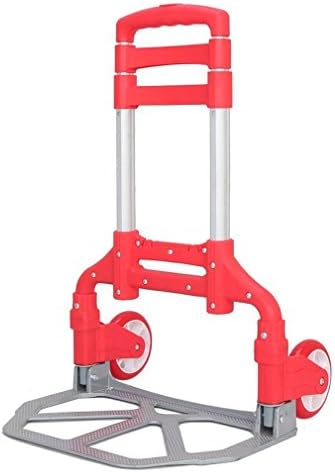 Cart Folding Dolly Push Truck Hand Collapsible Trolley Luggage Aluminium 170 lbs - Red