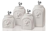 Oggi 4-Piece Ceramic Rooster Canister Set, Antique White
