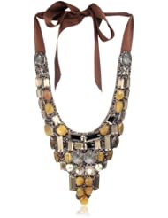Ranjana Khan Tigers Eye and Agate Ribbon Necklace