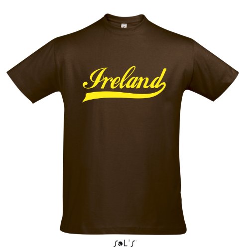 T-Shirt Irland Oldschool Ireland LÄNDERSHIRT EM / WM FAN Trikot S-XXL , Earth – gelb , L