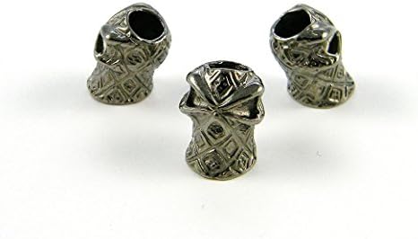10 - Gun Metal Black Hooded Ninja Skull Bead For 550 Paracord Bracelets, Lanyards, & Other Projects