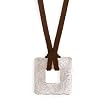 Olive N Figs Sterling Silver Matt Finish Square Pendant with Suede Leather Cord