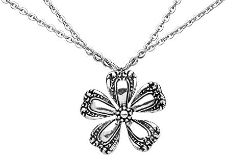 Silver Spoon Silver Plated Pendant Necklace for Women, 16" - 18" (Petunia Silver Plated Pendant Necklace with 16"-18" Double Chain)