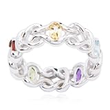 Sterling Silver Multi Gemstone Knot Ring, Size 5 41yC26 hqOL. SL160 Sterling Silver Multi Gemstone Knot Ring, Size 5