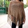 100% alpaca wool poncho, 'Desert Dream'