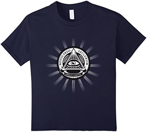 Kids  illuminati Eye seeing all novus ordo seclorum T-shirt 12 Navy