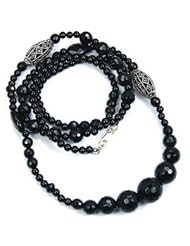 Night of Romance Long Faceted Black Onyx, Marcasite & Sterling Silver Necklace