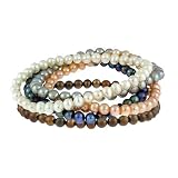 Freshwater Cultured Pearl 5mm White, Pink, Peacock, Grey, Brown 5 Bracelets Set