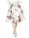 Allegra K Women's Flower Prints Concealed Zipper Pleated A Line Skirt XL White