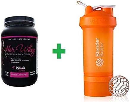 NLA For Her Her Whey Vanilla Cupcake 2 lbs Plus Sundesa, BlenderBottle ProStak, Orange Full Color, 22 oz