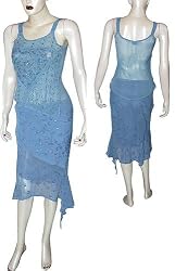 Skirt Top Set Georgette Embroidery Womens Casual Sundresses Size P (skts003)