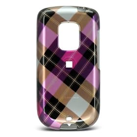 Premium Designer Hard Crystal Snap-on Case for the HTC Hero Sprint - Cool Hot Pink Diamond Diagonal Checkers Plaid Print