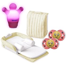 Baby Delight Supreme Snuggle Nest Set (Beige with Incline Wedge and Soothing Sounds) This set includes a fun Tykelight and one RaZbaby Keep-it-KleenPacifier - Lola ladybug