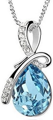 EBEY 925 Sterling Silver Blue Crystal Pendant Necklace