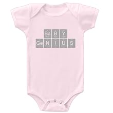 26 Degrees Forward Pink Organic Cotton Baby Genius Periodic Table Onesie, 12 Months
