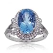 Blue Topaz and Diamond Fancy Cocktail Ring in 14 Karat White Gold
