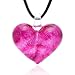 Chuvora Hand Blown Venetian Murano Glass Pendant Necklace, Heart Shaped Rose Pink