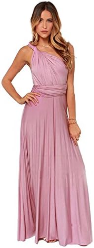 Lanliu Women's Sexy Lady Full Length Prom Gown Evening Dress Formal Dress with Kind of Way to Wear (XS, Pink)