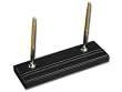 Rustic Black Leather Pen Stand (Gold)