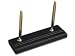 Rustic Black Leather Pen Stand (Gold)