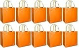 Reusable Grocery Tote Bags, Orange W/contrast Trim, Super Saver 10 Pack