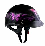 Outlaw Gloss Black with Pink/Purple Butterflies Half Helmet - Large