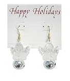 Pair of Glittered Angel Jingle Bell Christmas Earrings #22172