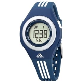 Adidas Kids - ADM4014 - Montre Junior - Quartz Digitale - Multifonctions - Bracelet Plastique Bleu Bandes Blanches