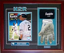 Hanley Ramirez Autographed Game Used Batting Glove w/ 8x10 Photo & Sweat Band - Game Used MLB Autographed Items