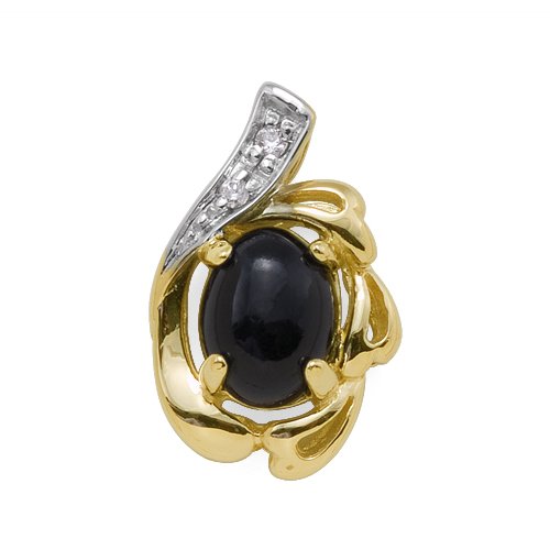 41yCfqAC9wL Black Coral Pendant with Diamonds in 14K Yellow Gold