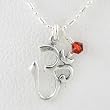 Om (Aum) Symbol in Sterling Silver with Red Crystal on a 16" Bead Chain, #8804