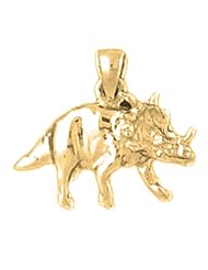 Gold-Plated 925 Sterling Silver Triceratops Dinosaur Pendant
