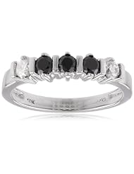 10K White Gold 0.50 Cttw Black and White Diamond Ring, Size 6