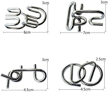 Vktech 16 Sets IQ Test Mind Game Toys Brain Teaser Metal Wire Puzzles Magic Trick Toy