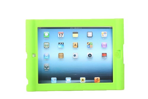 Aenmil(TM) Kiddie Series New silicone Light Weight Shock Proof Handle Case for Ipad 2 3 4th Kids Friendly +Free Gift 1x Stylus Pen (Green)