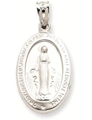 14k White Gold Miraculous Medal Pendant - Gold Jewelry