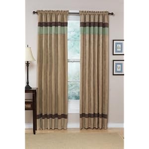 Jacaranda Collection Moss, Camel & Chocolate Micro Suede Curtains Set of 2 Striped Window Panel Treatments