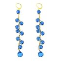 Gold Tone Blue Bead Long Linear Earrings