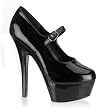6 Inch Trendy Black Mary Jane Shoes Platform Shoe Casual Shoe Ankle Strap Black Patent / Black