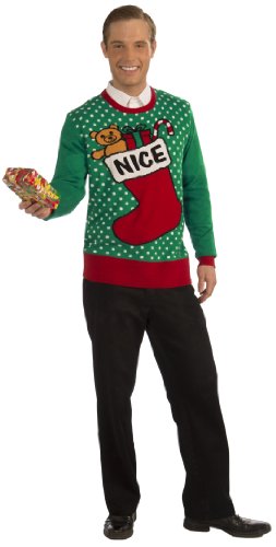 Forum Novelties Adult Nice Stocking Ugly Christmas Sweater, Multi, Medium