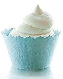 Glitter Powder Blue Twinkling Cupcake Wrapper - Set of 12 - Glimmery Wrap for Amazing Cup Cake Displays