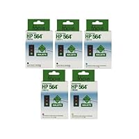 Remanufactured HP 564 5-pack Set Black/Photo Black/Cyan/Magenta/Yellow Printer Ink Cartridge 5 Pack for HP PhotoSmart Printers B8550 B8553 B8558 C5380 C6324 C6340 C6350 C6375 C6380 C6383 C6388 D5460 D7560