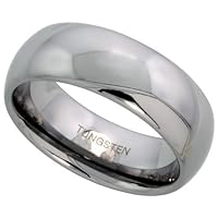 Tungsten 8 mm (5/16 in.) High Polished Comfort Fit Domed Wedding Band Ring (Available in Sizes 5 to 14) size 9