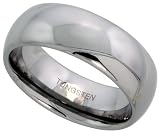 Tungsten Carbide 8 mm (5/16 in.) High Polished Comfort Fit Domed Wedding Band Ring