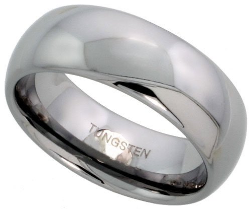 Tungsten Carbide 8 mm (5/16 in.) High Polished Comfort Fit Domed Wedding Band Ring