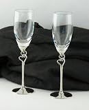 Linked Heart Engraved Champagne Wedding Flutes with Free Engraving and Shipping