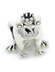 .925 Sterling Silver " Happy Frog Prince " Charm Bead Compatible with Pandora Chamilia Kay Troll Bracelet