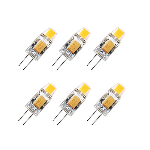 La Farah 1.2 Watt G4 LED 12V AC/DC Bi-Pin Light Bulb 2700K Warm White Dimmable Waterproof T3 G4 Halogen 10W Led Replacement-Pack of 6 (1.2 W)